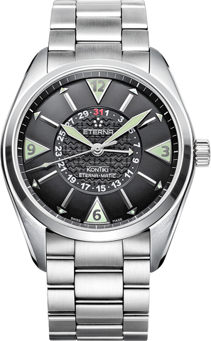 ETERNA - KONTIKI 4 HANDS ETERNA-MATIC blk dial Stainless steel case w bracelet