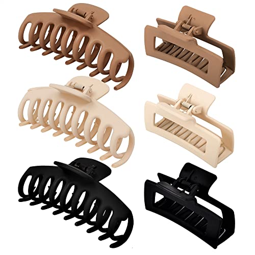 6pcs Big Hair Claw Clips Neutral Colors – 79style