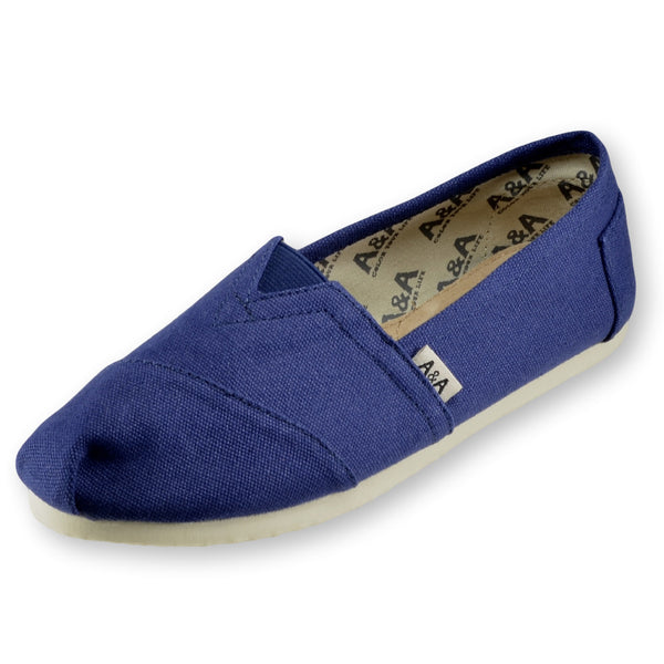 navy blue slip ons