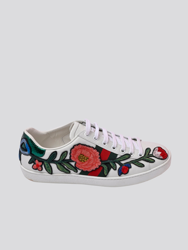 Gucci Ace Floral Embroidered Sneakers 