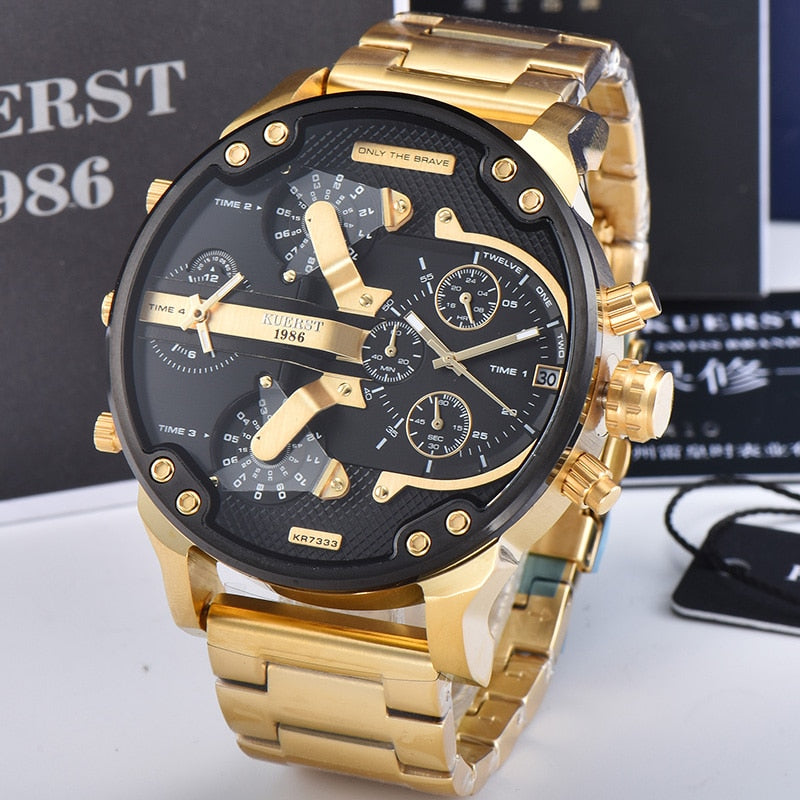 waterproof gold watch