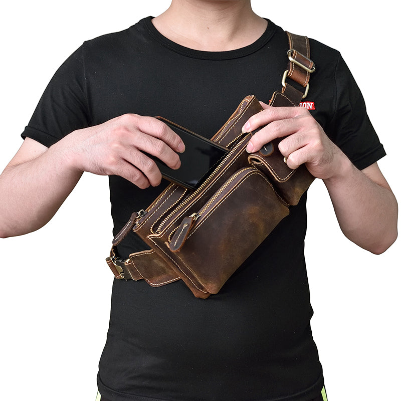 leather mens cool fanny packs