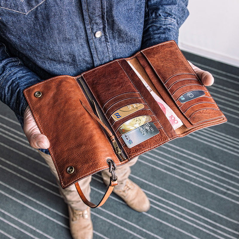 Long Trifold Wallets for Men