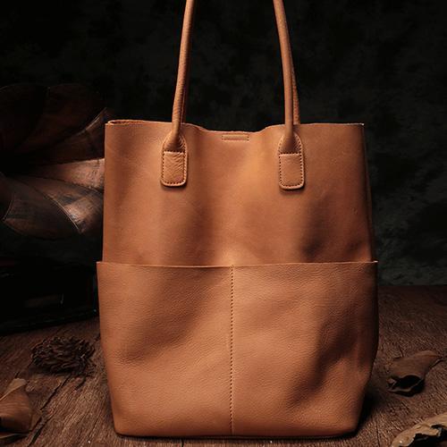 brown leather shopper bag