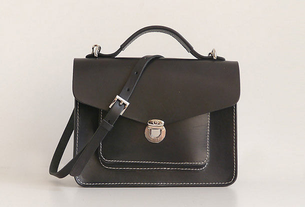 Handmade Leather satchel bag shoulder bag small black for women leathe | EverHandmade