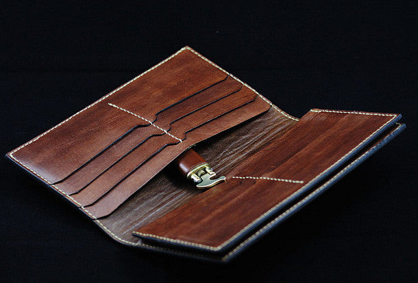 Handmade leather men wallet diablo3 carved leather custom long wallet | EverHandmade