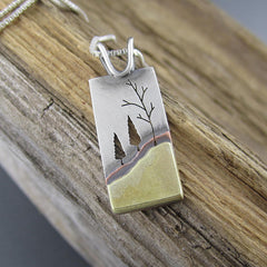 Handmade Blended Forest Family Mixed Metal Pendant by Beth Millner Jewelry