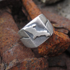 Handmade Sterling Silver Upper Peninsula Yooper Ring by Beth Millner Jewelry