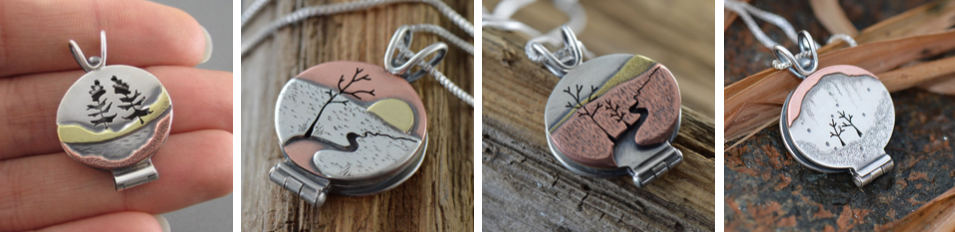 Locket Mixed metal nature Beth Millner Jewelry 