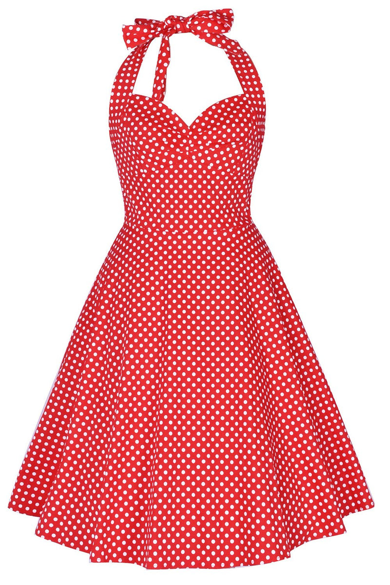 menor predicción asentamiento ZAPAKA Mujeres 1950s Vestido Halter Impreso / Lunares Rojo A-line Vinatge Pin  Up Dress – zapaka es