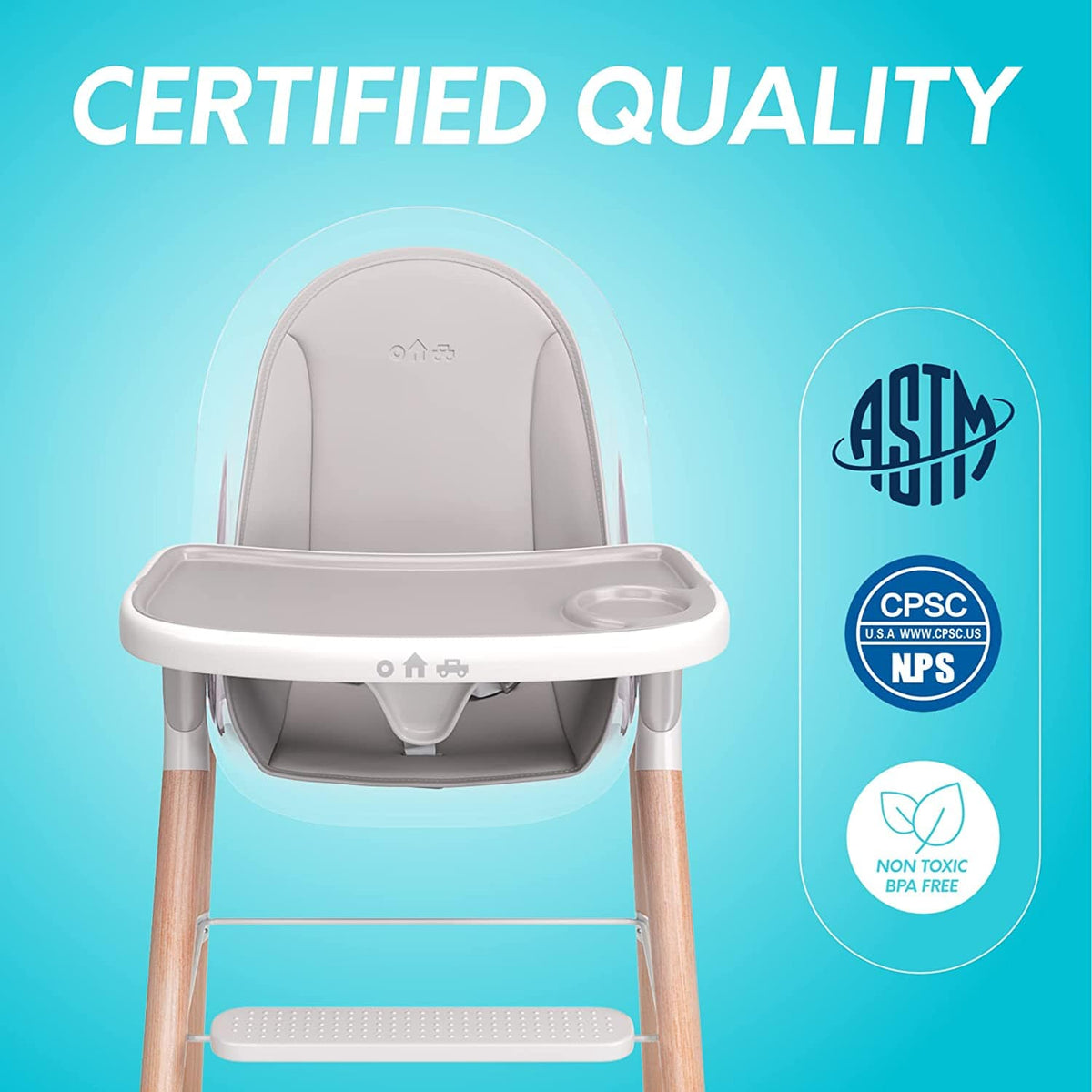 Children Of Design Deluxe High Chair With Removable Cushion