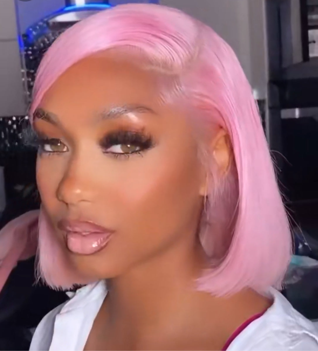 cotton candy pink lace front wig