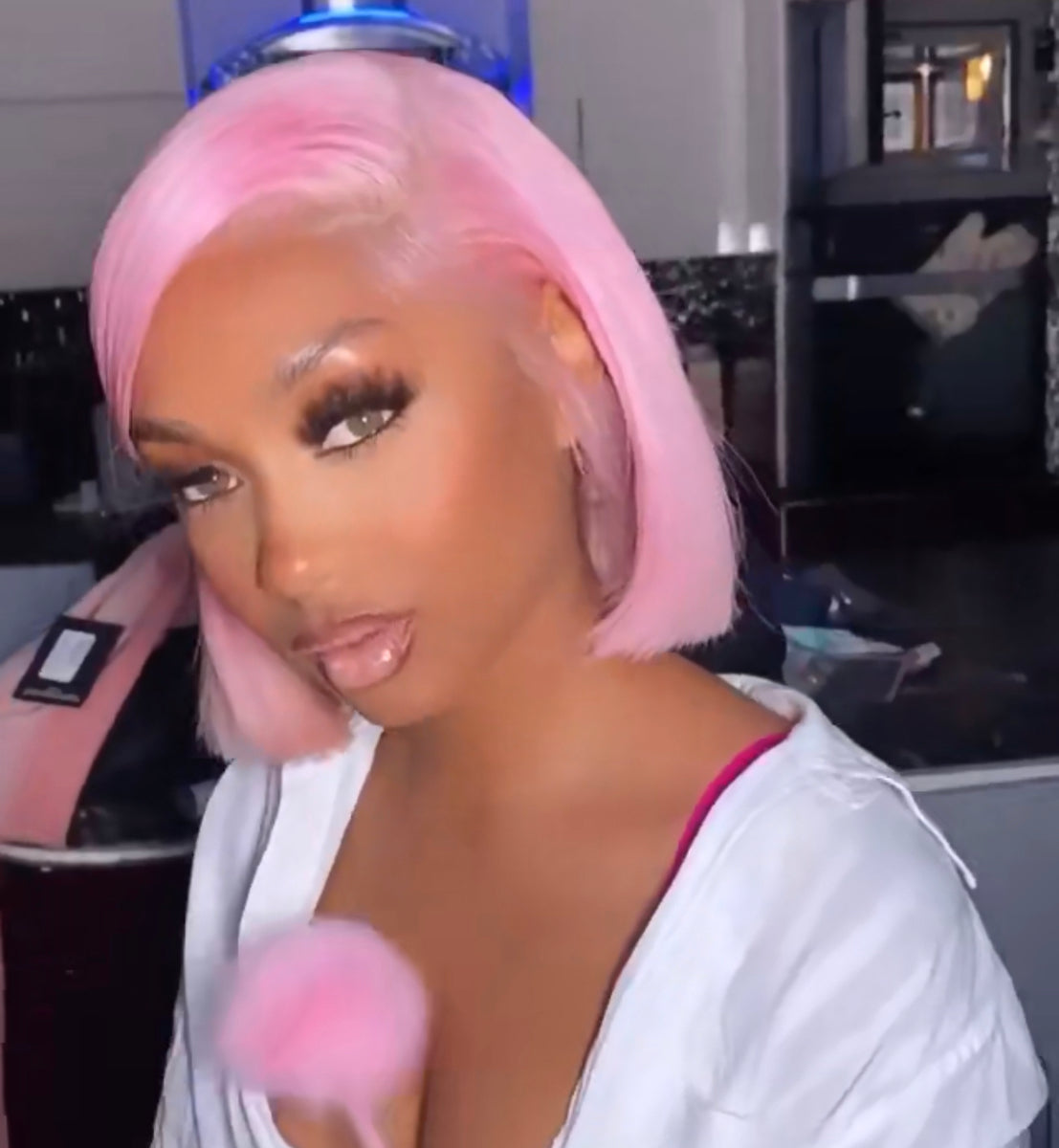 cotton candy pink lace front wig