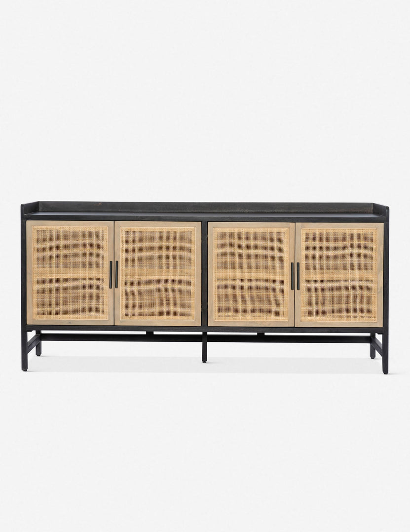 Philene black mango wood sideboard with cane doors