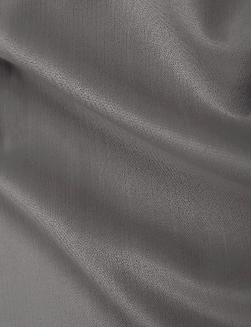 Detailed shot of the gray velvet on the Adara gray velvet upholstered bed.