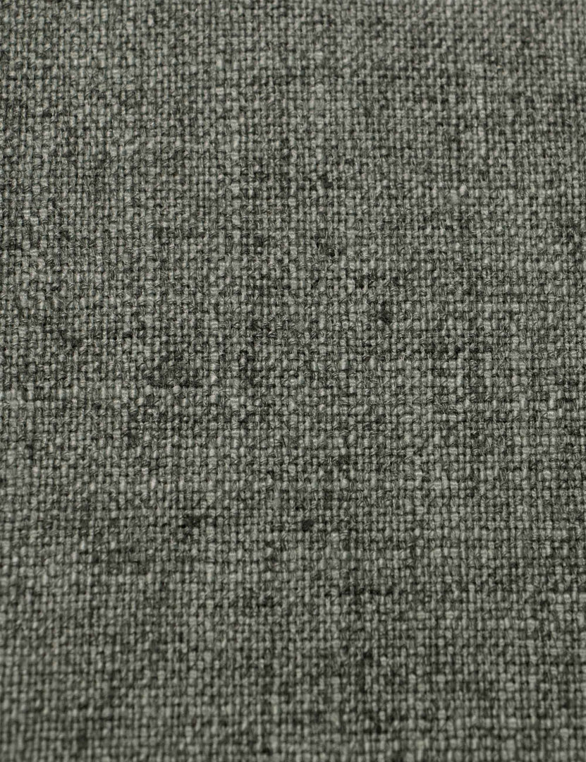 Detailed shot of the linen on the Adara gray linen upholstered bed.