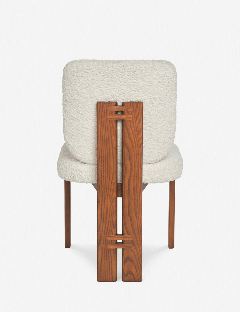 Rear view of the Sydney white plush armless dining chair