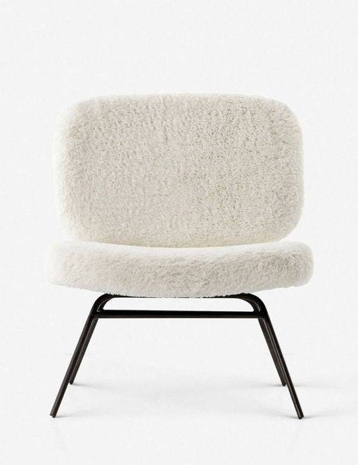Amanda white plush upholstered accent chair