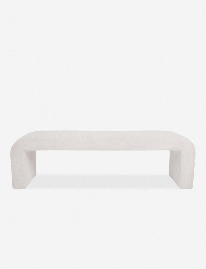 Tate white velvet upholstered bench.