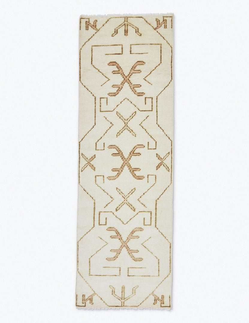 Evet neutral geometric wool floor runner rug