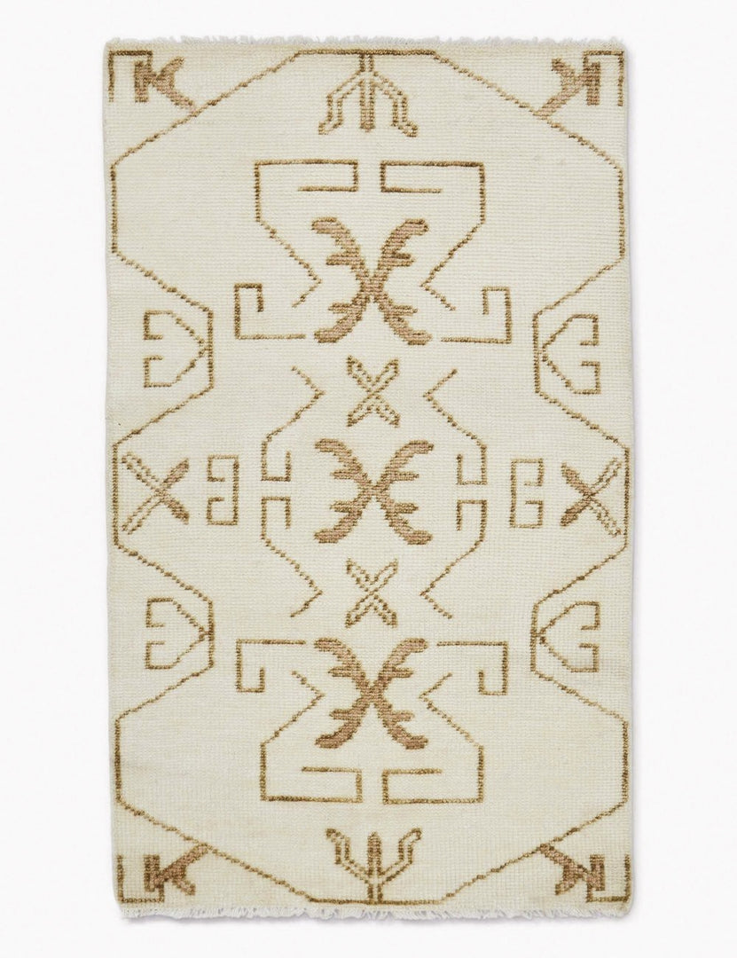 Evet neutral geometric wool floor runner rug