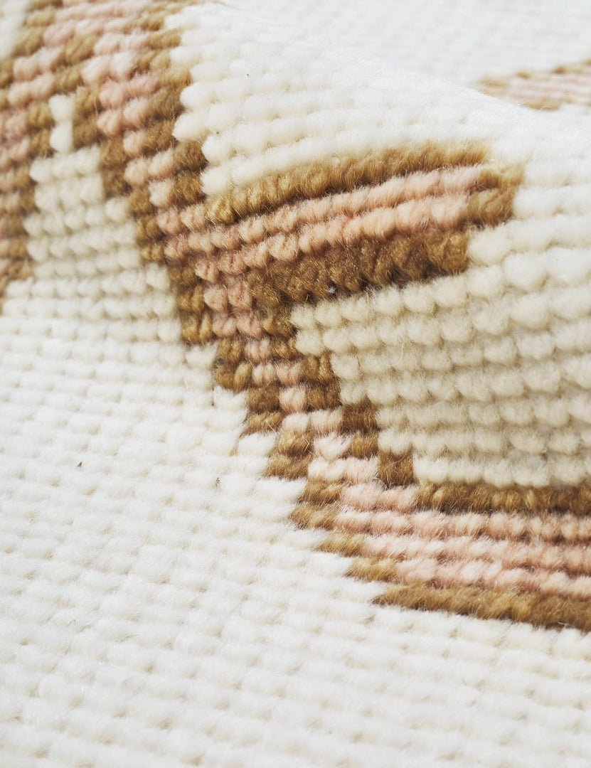 Close-up of the Evet neutral geometric wool floor rug