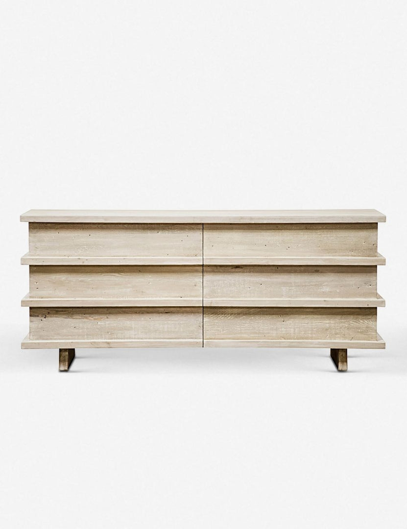 Corliss 6-drawer white-washed wooden dresser