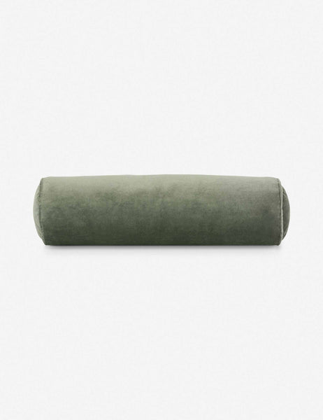 #color::moss | Sabine moss green velvet cylindrical bolster pillow