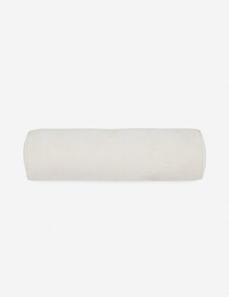#color::oyster | Sabine white velvet cylindrical bolster pillow