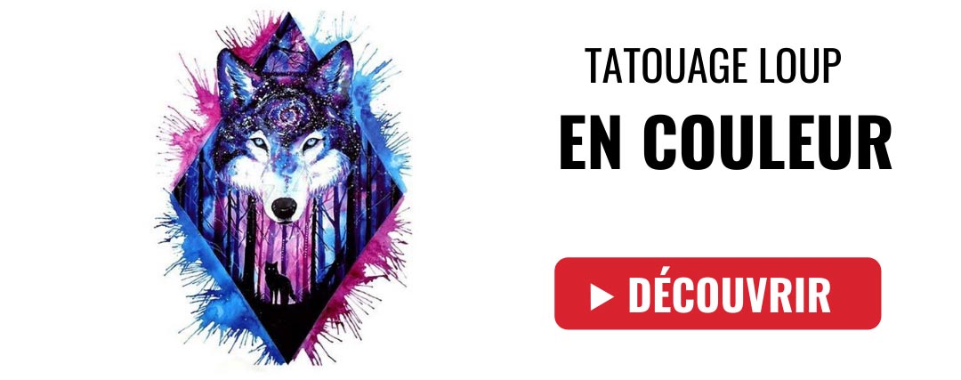 tatouage loup en couleur 