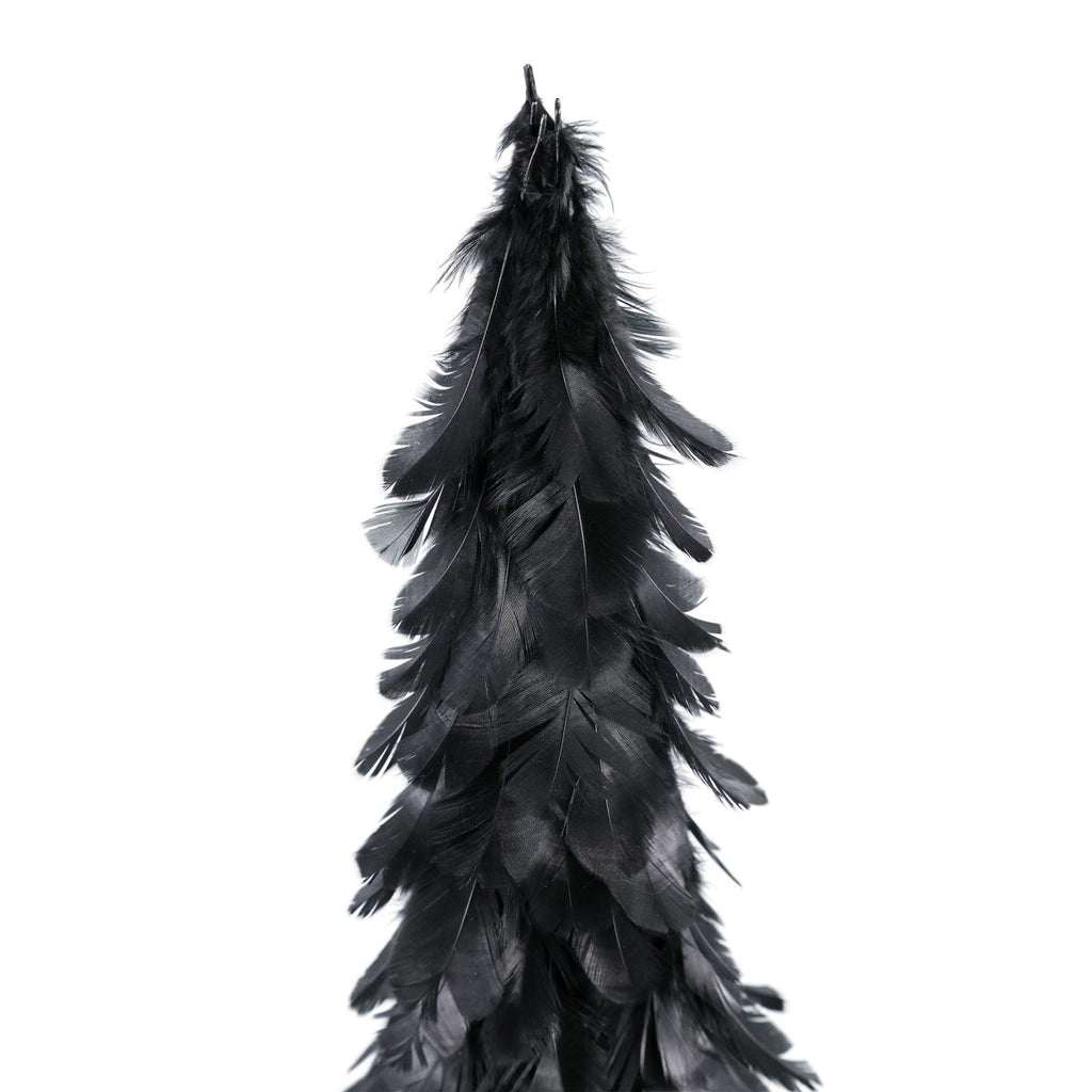 galerij bevolking Voorman PTMD Foksy Kerstmis Ornament - 14 x 14 x 60 cm - Veren - Zwart