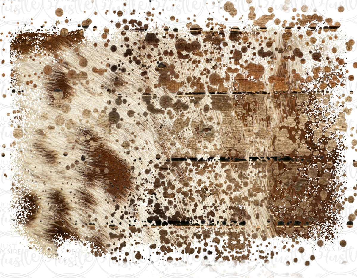 Cowhide and Wood Distressed Png Sublimation Designs Background Instant