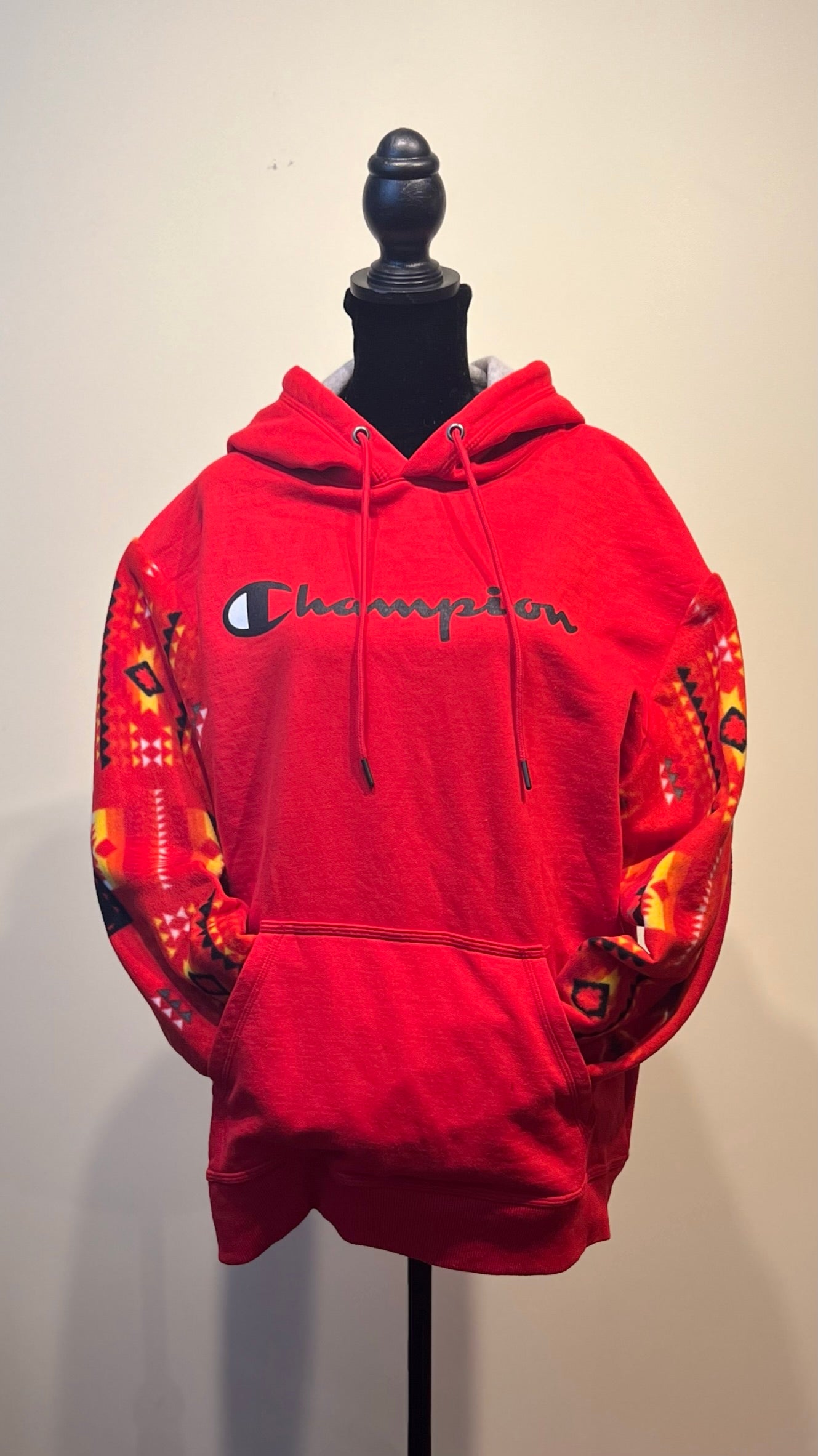 Champion Sweatshirt Hoodie- and Yellow Tribal Print – Intertribal Creatives by Running Strong for American Indian Youth
