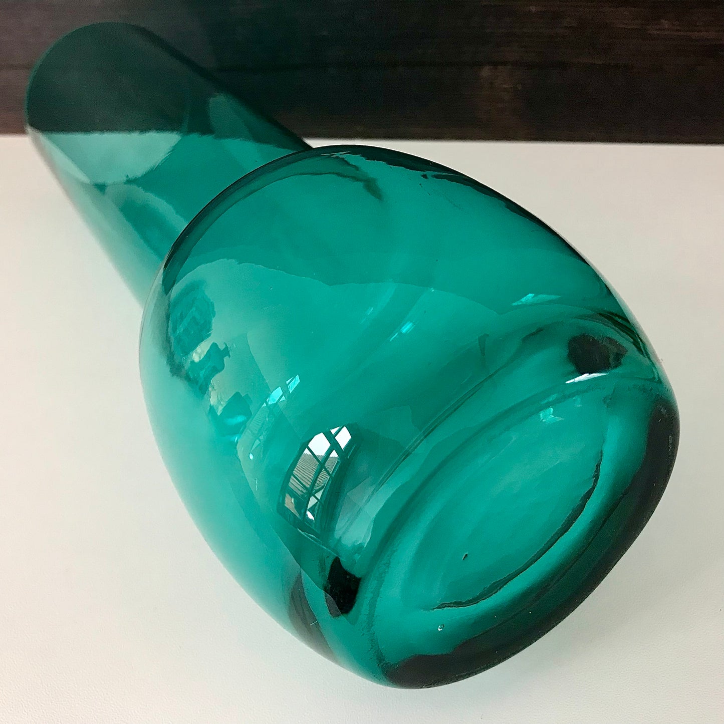 Riihimaki Turquoise Glass Vase 1970s Vintage Scandinavian Finnish 1473