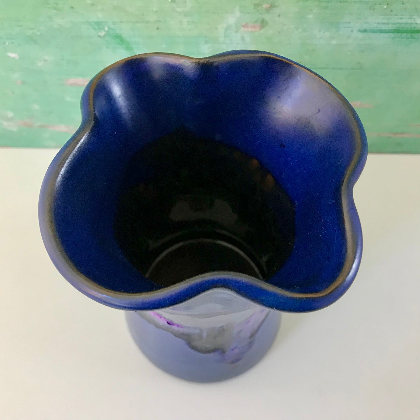 Knabstup Pottery Blue Pink Danish Ceramic Bud Vase Scandinavian