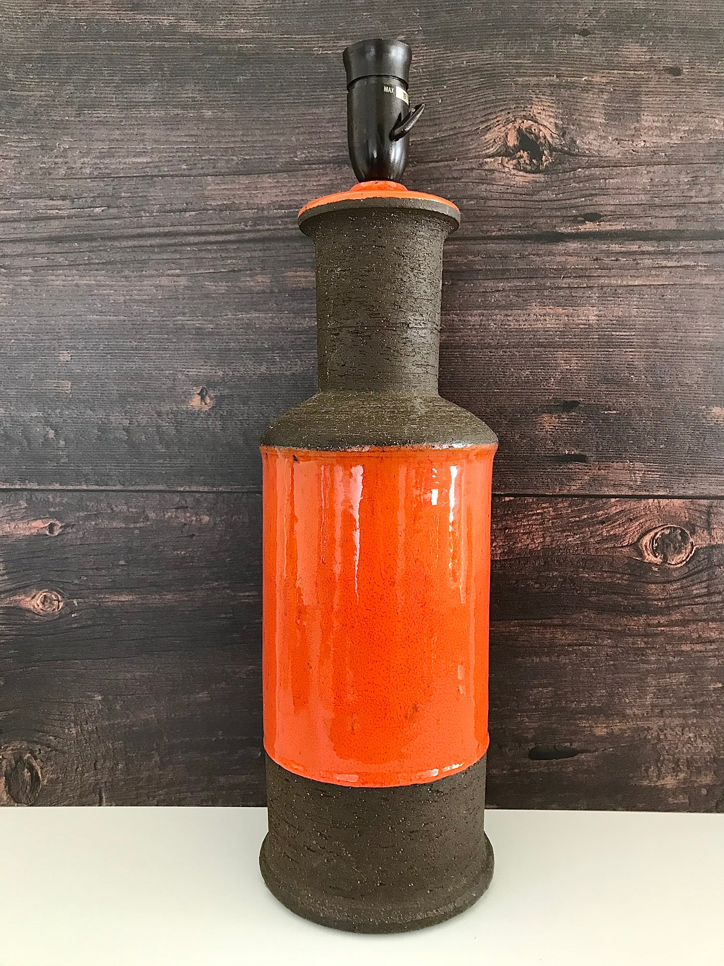 HUGE Orange Danish Ceramic Table Lamp Johannes Andersen 1960s Retro Scandinavian Pottery