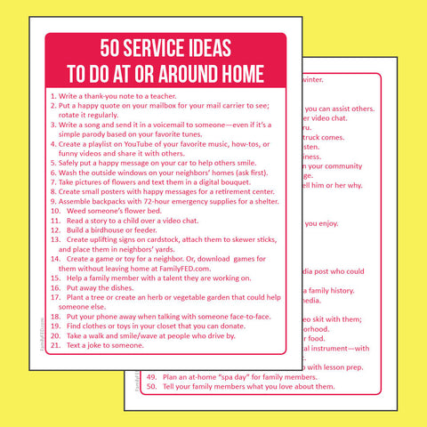 50 simple service ideas to do at or around home during the coronavirus