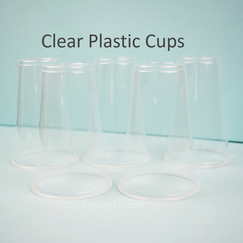 Gather five plastic cups.