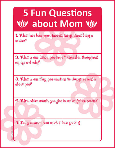Download free journaling prompts to ask Mom or Grandma on Mother's Day
