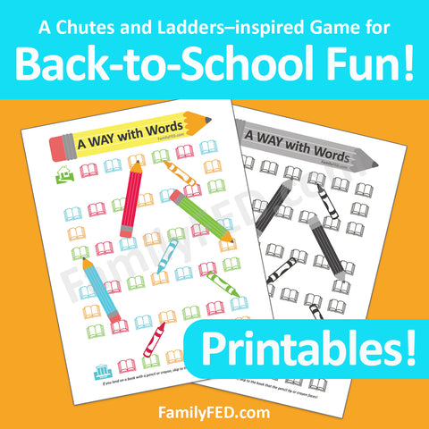 Printable Chutes and Ladder game for back-to-school and school parties