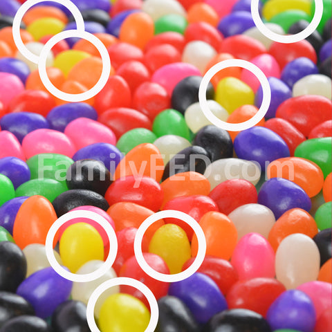 Count the number of a certain color of jelly beans in the Easter jelly bean counter game by Family FED