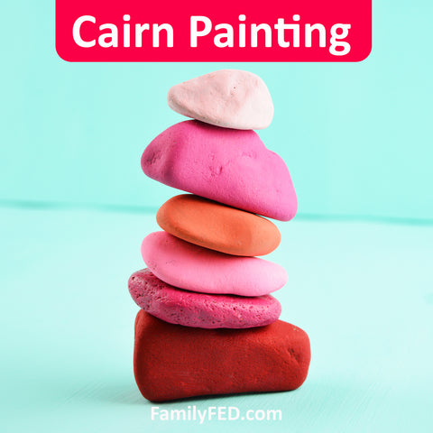 Painted cairn activity for family campouts and family reunions, nature adventures and nature walks, girls' camp, Young Women camp, and boys' camp