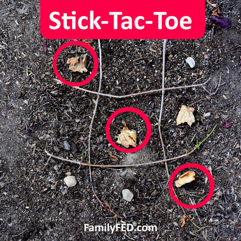 Stick-Tac-Toe camp game great for girls' camp, Young Women camp, family campouts and family reunions, and boys' camp