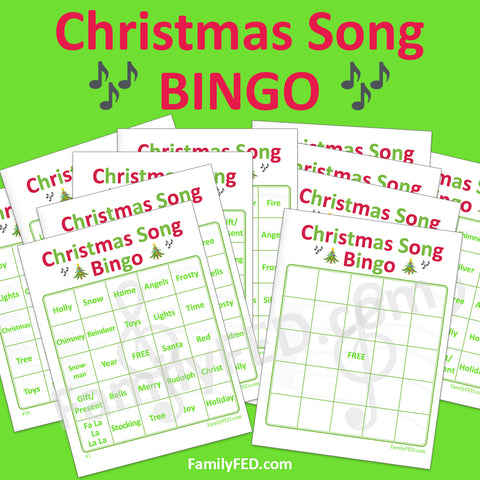 Christmas Song Bingo! 10 printable cards plus a bonus blank board for personalization