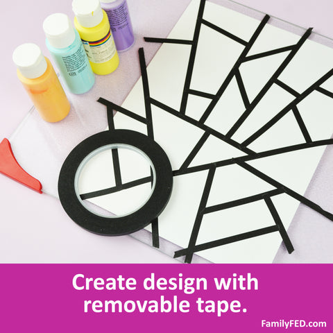 Simply use 1/4" repositionable masking tape to create a stained-glass design on cardstock. 