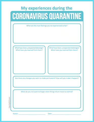 Printable coronavirus quarantine journaling prompts