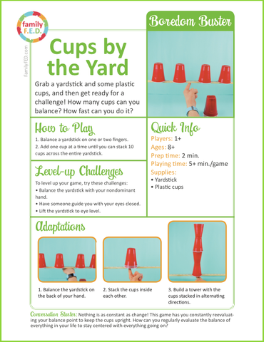 Instructions to play Cups by the Yard by Family FED