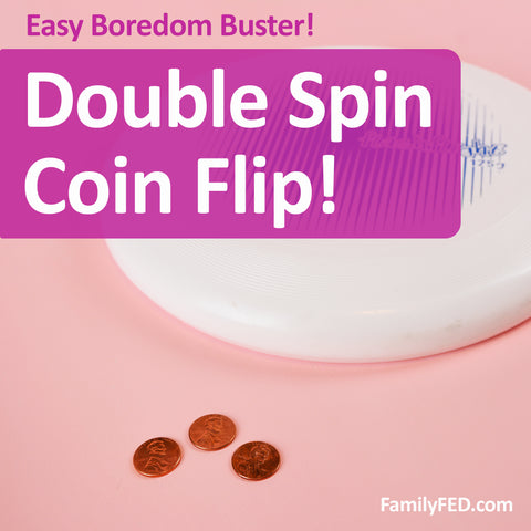 Easy Party Game: Double Spin Coin Flip + Minute-to-Win-It Option