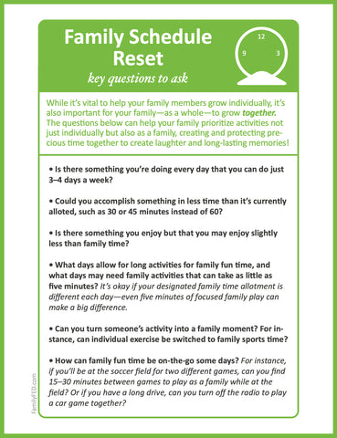 Six questions to help your family decide what can go and what’s most important in decluttering your family's schedule