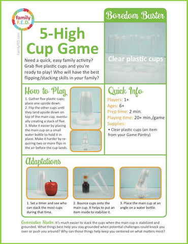 Instructions for 5-High Cup Game by Family FED